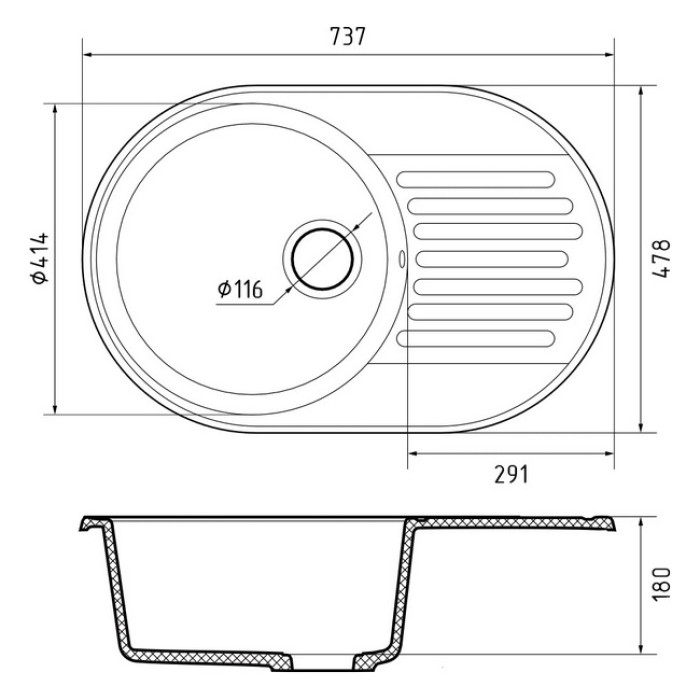 Мойка кухонная GRANFEST QUARZ Z-18 (темно-серый)