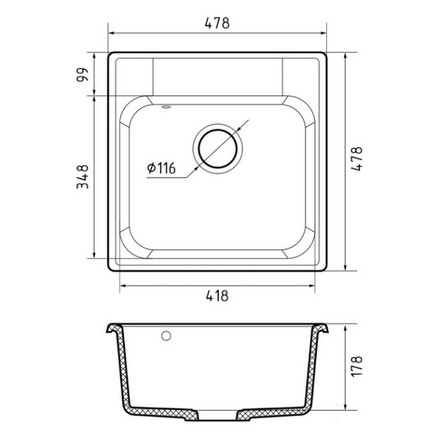 Мойка кухонная GRANFEST QUARZ GF-Z48 (темно-серый)