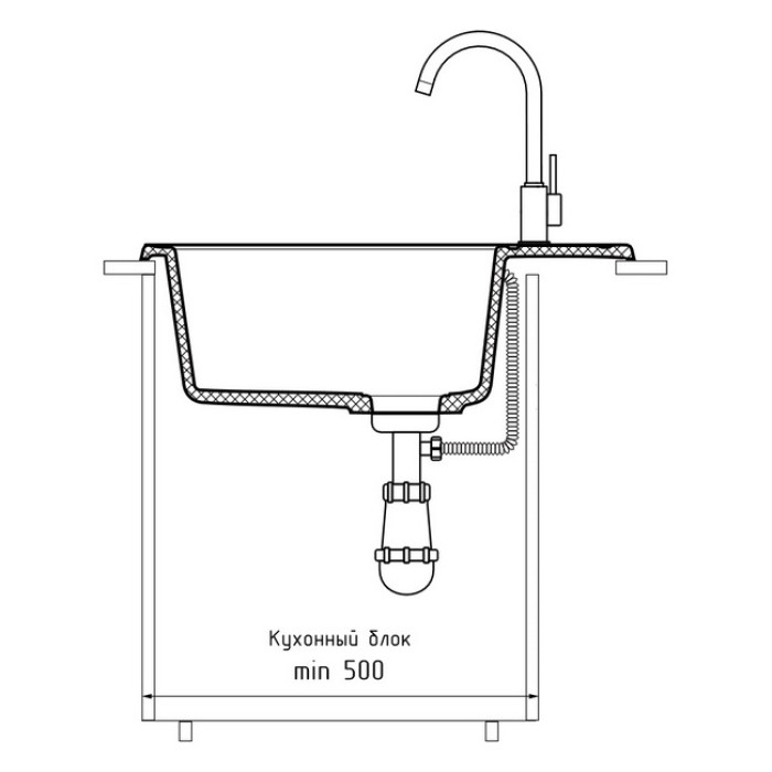 Мойка кухонная GRANFEST QUARZ Z-58 (темно-серый)